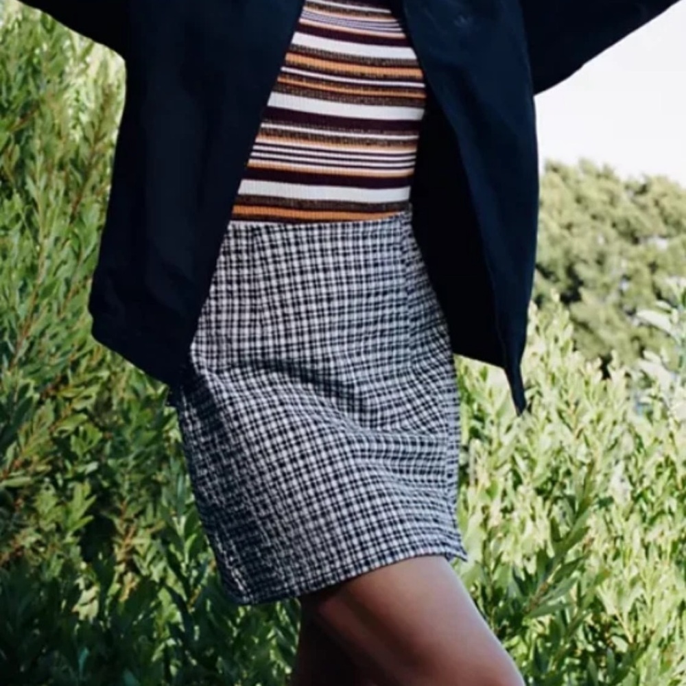 BDG Black and White Checkered Mini Skirt
